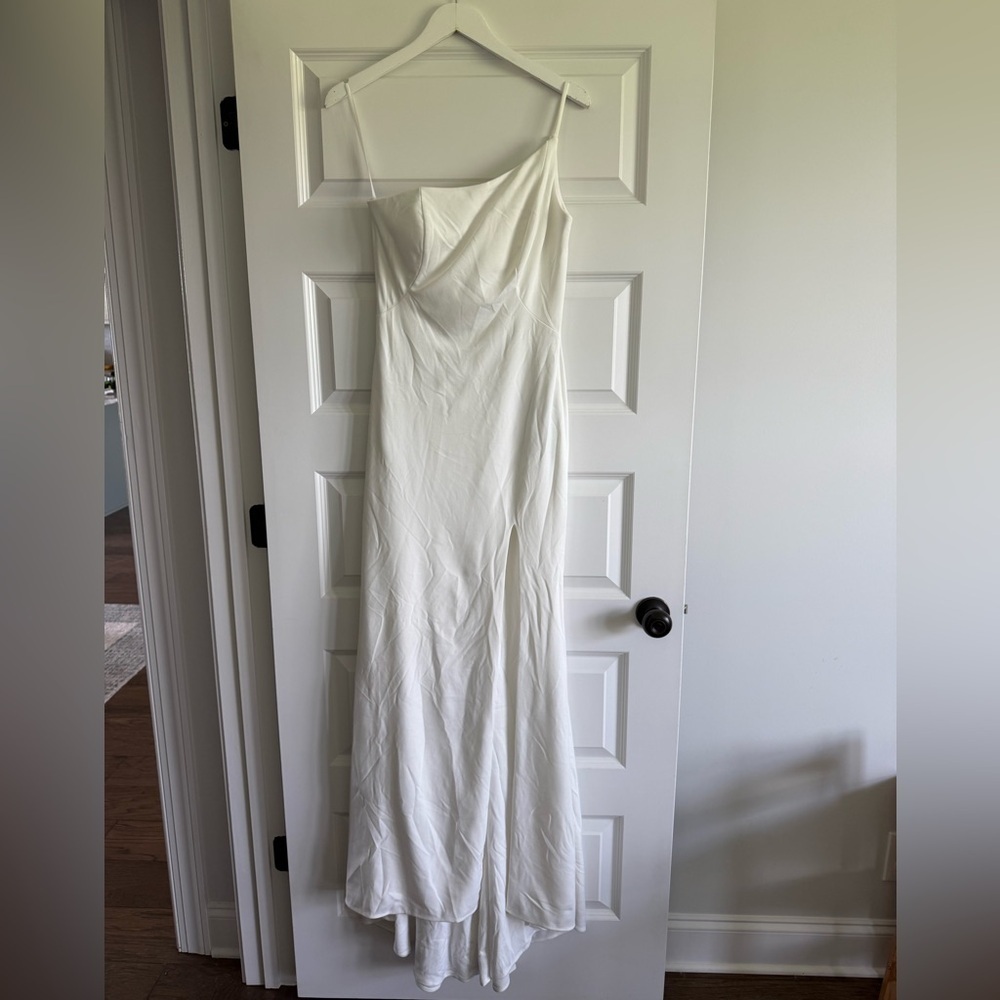 La Femme - 28176 One Shoulder Dress with High Slit - White - Picture 9 of 16